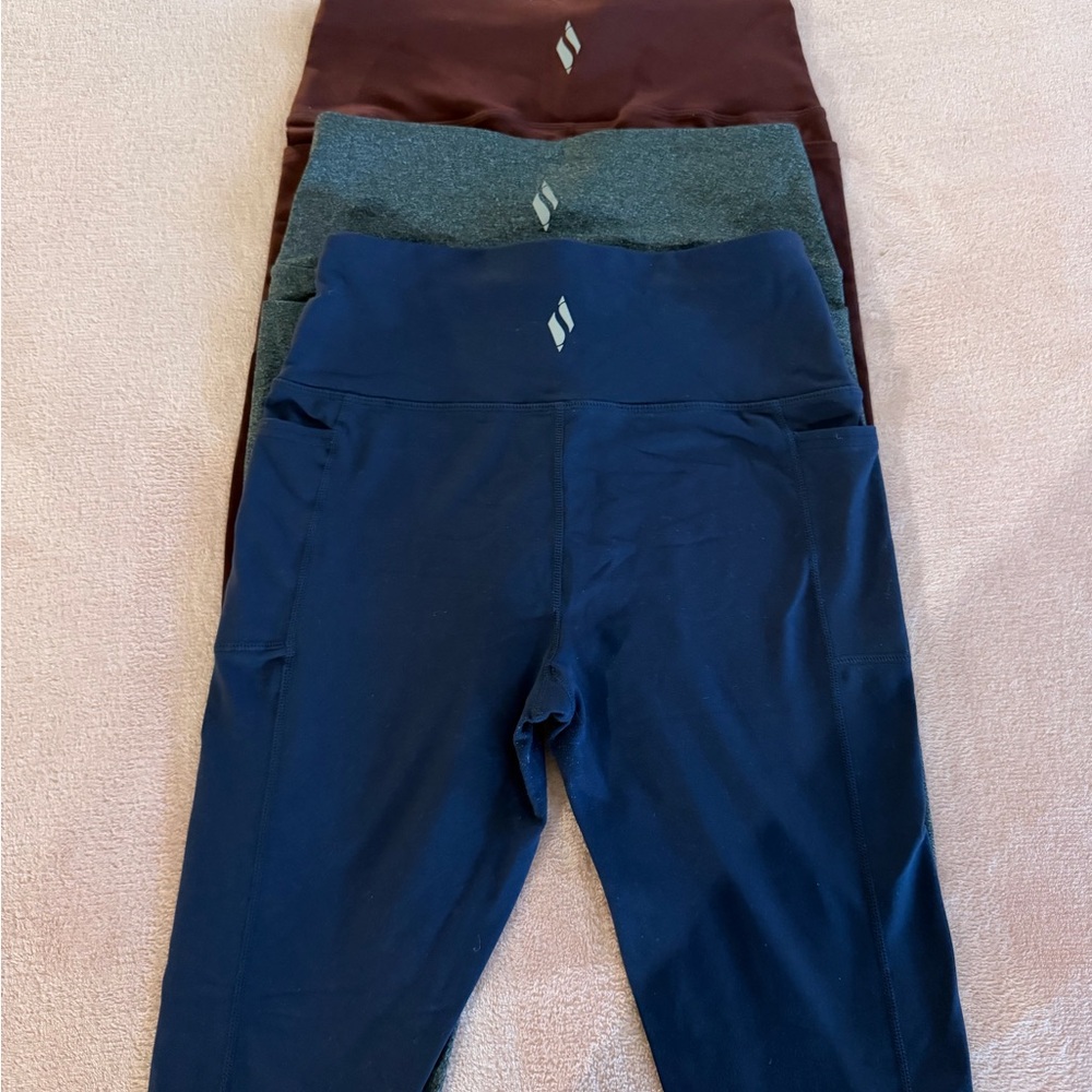 Skechers High-Waist Leggings - Navy, Gray & Burgundy Pack